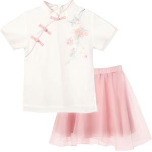 Derniers modèles de robes pour enfants Robes chinoises en soie <span class=keywords><strong>Robe</strong></span> <span class=keywords><strong>sweat</strong></span>-shirt personnalisée pour enfants pour petites filles - Product Image 1