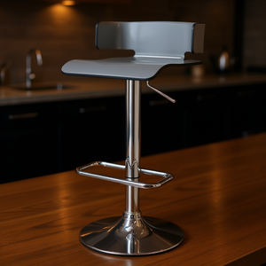 Adjustable Grey Chrome Swivel <b>Bar</b> <b>Stool</b> Modern Contemporary Design Commercial Furniture - Product Image 2