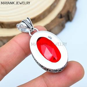 Pendentif en pierre précieuse grenat fait à la main pendentif de guérison pendentif style vintage cadeau pour elle bijoux plaqués argent sterling 925 antique - Product Image 3