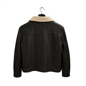เสื้อแจ็คเก็ตหนังแท้บุขนเชอร์ปาสำหรับผู้ชาย CHAMP KING แบบซิป - Product Image 6