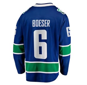 Maillots de hockey sur glace bleus personnalisés OEM vêtements d'entraînement professionnels épais avec col en dentelle et broderie pour la vente en gros - Product Image 2