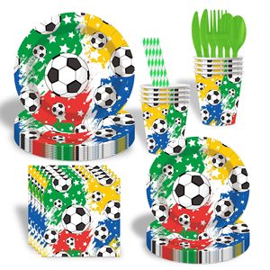 Fournitures de fête d'anniversaire sur le thème du football DAMAI, ensemble de vaisselle jetable, assiettes en papier, gobelets, serviettes, ensemble de vaisselle de football - Product Image 2