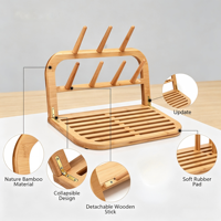 Égouttoir de cuisine multifonctionnel vertical portable pliable en bambou naturel pour biberons avec support amovible
