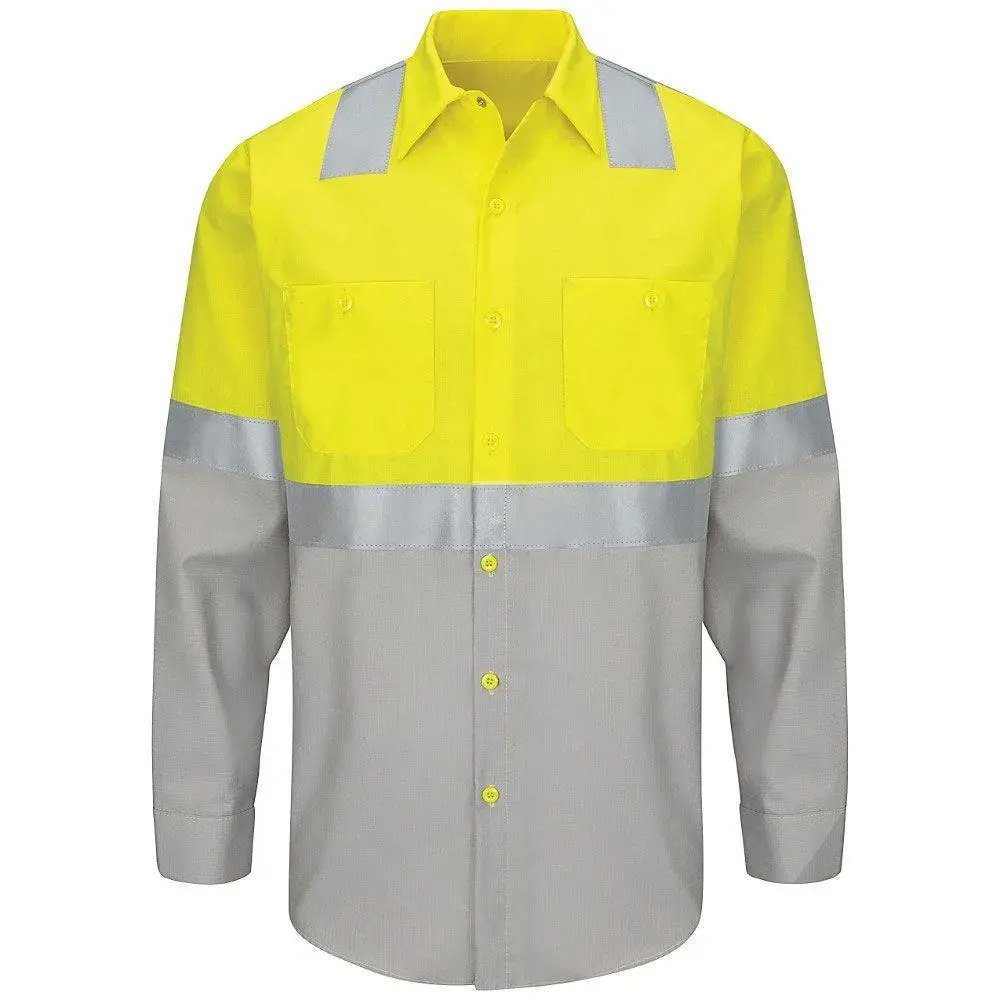 Wholesale Hi-Viz反射ウルトラ難燃性FR Long Sleeve Button Down Work Shirt