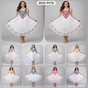 Robe parapluie en rayonne brodée avec taille tombante, style gothique doux, tissu uni teint en fil - Product Image 3