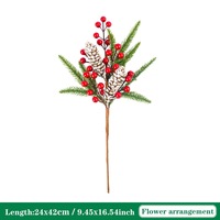 Noël Festive Greenery Décoratif Artificiel Rouge Fruit Pin Aiguilles PE Cône Berry Fruit Branche pour Fleurs Décoratives Plantes
