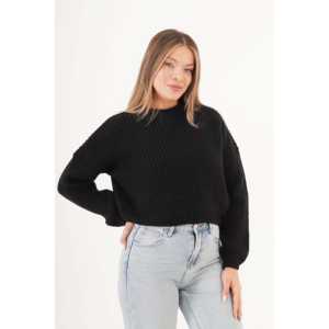 Pull basique à col rond pour femme en gros, couleur noire - Product Image 5