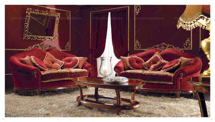 リビングルーム用ヨーロッパ高級ロイヤルクラシックレッドベルベット  