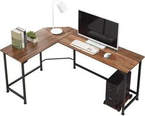 Fornitura di fabbrica per la casa di colore in legno a forma di L scrivania nera tavolo da computer, scrivania di lettura per mobili