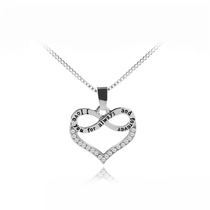 Collana Vintage ZRM per Coppie con Pendente 'Ti Amo per Sempre e per l'Eterno' a Forma di Cuore Infinito con Catena a Serpente in Cristallo per Donne - Product Image 1