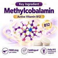 Comprimés sublinguaux de vitamine B12 méthylcobalamine sous marque privée – Compléments alimentaires quotidiens – Fournisseur d'usine OEM ODM – Vente en gros