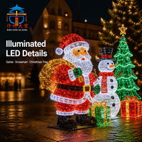 Juego de Faroles Navideños Gigantes para Exteriores con Diseño de Santa Claus, Muñeco de Nieve y Árbol de Navidad, Decoración LED para Parques, Plazas y Jardines