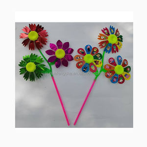 Neue Plastik-Cartoon-Blumen-Windmühle DIY-Malspielzeug für Kinder Pädagogisches Outdoor-Gartendekoration Geschenk Handwerk Lernspielzeug - Product Image 1