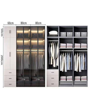 Meubles de chambre à coucher sur mesure, nouveau <span class=keywords><strong>design</strong></span>, armoire à portes battantes en bois et en verre - Product Image 6