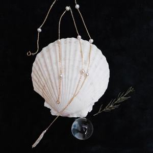 สร้อยคอไข่มุกน้ำจืดธรรมชาติแฟชั่นทันสมัยสำหรับผู้หญิง Wenchi พร้อมจี้ห้อยคอแบบโซ่คล้องไหปลาร้า เหมาะเป็นของขวัญสำหรับผู้หญิง - Product Image 2