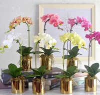 Fleur orchidée artificielle en pot, 1 pièce, plante