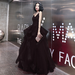 Jupe à bretelles de banquet, nouvelle robe élégante à texture fine, robe longue de soirée, robe de bal pour anniversaire, 2024 - Product Image 6