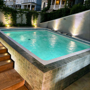 Piscine hors sol géométrique avec des éléments en bois rustique et une pompe de filtration à économie d'énergie avec panneau de commande intelligent - Product Image 2