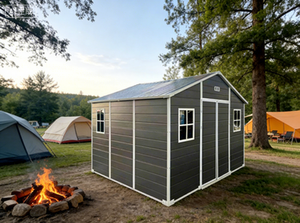 ZJIM ZJGP-J10x8-01S Windproof &amp; Snowproof PP <strong>Storage</strong> Shed Heavy Duty Outdoor <strong>Garden</strong> <strong>Tool</strong> House with Windows &amp; Ventilation - Product Image 5