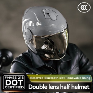 Casco <span class=keywords><strong>de</strong></span> Motocicleta Vintage 3/4 Diseño Abierto con Diseño Simple Protección UV Carcasa <span class=keywords><strong>de</strong></span> ABS Aprobado por DOT para Todas las Estaciones - Product Image 2