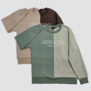 Sweat-shirts à capuche brodés pour femmes, printemps, écologiques, respirants, décontractés, manches longues, couleur contrastée, patchwork moitié-moitié - Product Image 4