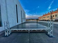 Support de scène DJ pliable en alliage d'aluminium portable, noir/argent, pour concerts en plein air, stand d'exposition sans soudure