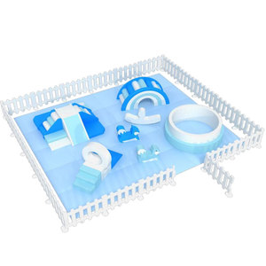 Parque Infantil Interior con Juguetes de Plástico Azules y Recinto Blanco para Uso Doméstico - Product Image 1