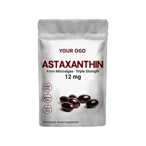 Suplemen astrxanthin Premium OEM mendukung mata, sendi, kesehatan sirkulasi Internal dan Label pribadi antioksidan