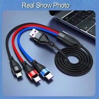 Kabel USB mikro ponsel 3 in 1 5A kualitas tinggi, kabel pengisian daya Super cepat nilon 40W Tipe C untuk ponsel