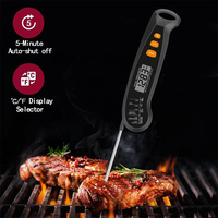 Termometer Makanan Digital Lipat Baja Anti Karat J&R Fast Instant Read untuk Memasak Daging Barbekyu di Luar Ruangan