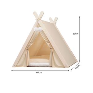 Tragbares Katzenbett im Tipi-Stil aus Holz mit großem Raum, stilvoll und bequem, mit dickem Kissen – Hersteller - Product Image 3