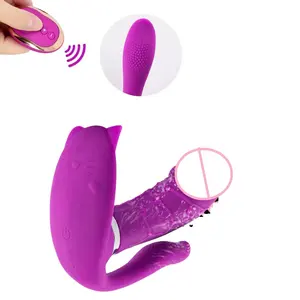 Verwarming Draagbare Dildo Vibrator Voor Vrouwen Masturbator Slipje G Spot Clitoris Stimulator Afstandsbediening Slipje Volwassen Seksspeeltjes