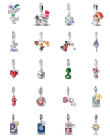 Nuevo Juego de Dijes de Plata S925 con Baño de Oro y Circonitas en Forma de Corazón para Pulseras DIY, Dijes para Niños