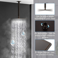 Ensembles de robinets de douche en bronze huilé personnalisés de 16 pouces Système de douche de salle de bain Système de pomme de douche à effet pluie monté