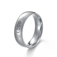 Bague en acier inoxydable ShuoyeW 4/6/8MM, argent, noir, plaqué or, sphérique, logo personnalisé, bague basique en acier inoxydable, bague de doigt 421