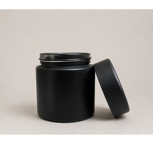 Pot cosmétique noir en plastique, cylindrique, avec couvercle à vis, en PP, finition mate - Product Image 1