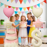 Einzeln Verpackte Dicke Langlebige Stehende Kuchen-Geburtstags-Folienballons Set für Kleinkinder-Geburtstagsfeier