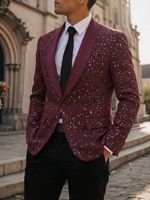 Nouvelle veste de costume formelle slim respirante pour homme 2026 avec paillettes et strass pour mariage et soirée