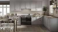 Vermonhouzz Armoire de cuisine moderne haut de gamme en bois massif gris foncé avec plan de travail, tiroirs multiples, étanche et personnalisable