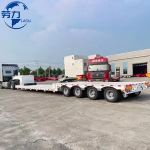 150ton 4 trục mang theo máy xúc Trailer Chất lượng cao mở rộng thấp giường bán xe tải Trailer trong Ethiopia