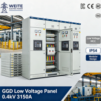 Armoire de distribution électrique intérieure 690V/380V 1000A GGD 400V 630A 15kA, puissance de distribution triphasée ISO9001 OEM