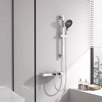 Pommeau de douche chromé double fonction de haute qualité avec jet pluie et cartouche céramique, ensemble de douche moderne en laiton pour baignoire