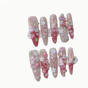 Uñas Acrílicas de Lujo Cuadradas con Pegamento y Puntas de Diamantes de Imitación, Logotipo Personalizado, Alta Calidad, 10 Piezas, Empaque en Caja - Product Image 1