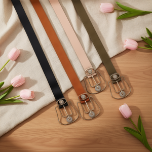 Cinturón Tilu Retro con hebilla hueca de PU de 3.8 cm, estilo vintage, cinturón de moda para mujer, para vestido y jeans. - Product Image 2