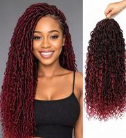 Extensions de cheveux synthétiques bouclés pré-bouclés de 18 pouces pour tresses Goddess Locs au crochet, tresses Passion Twist à trame unique