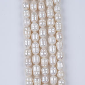 Zhuji Special Offer 9-10mm White Rice Shaped Freshwater Pearl String Natural <b>Color</b> DIY Jewelry Accessories Rice <b>Beads</b> - Product Image 2