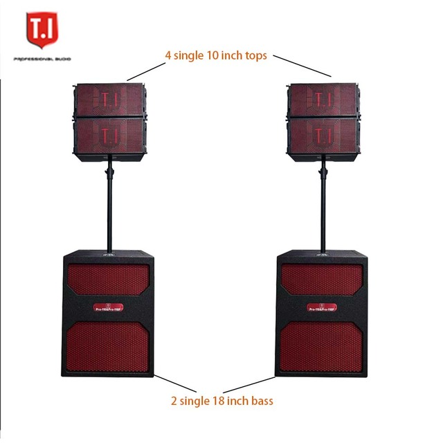 T.I Pro Audio Mini Small Passive Line Array 400w AES Powered 10'' Sound System Speakers for Church