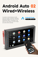 Autoradio BQCC 2din 7 pouces avec éclairage couleur, lecteur MP5, RDS, FM, Bluetooth, Carplay, Android Auto, Mirrorlink, lecteur multimédia TF, stéréo