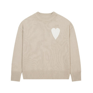 <span class=keywords><strong>Pull</strong></span> en coton épais à manches longues pour homme, nouvelle collection printemps-automne, <span class=keywords><strong>Ami</strong></span> Cuninkon, jacquard, broderie en forme de cœur, col rond, <span class=keywords><strong>pull</strong></span> décontracté - Product Image 4