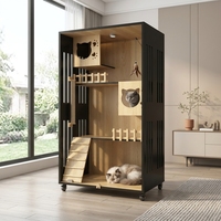Maison pour chat en bois, villa pour chat d'intérieur, mobilier pour animaux de compagnie avec griffoirs et escaliers